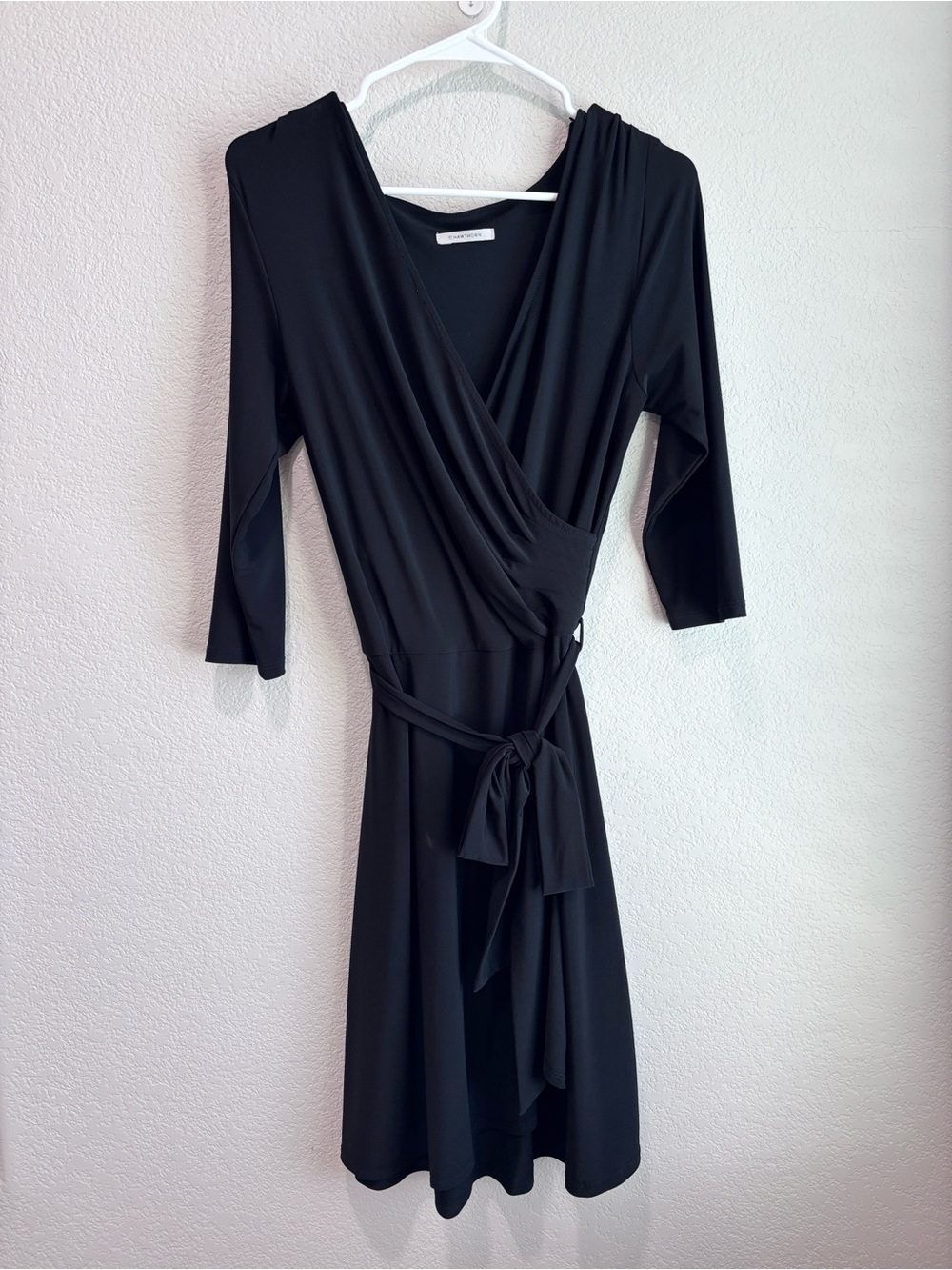 41 Hawthorn Knit Faux Wrap Midi Dress 3/4 Sleeves Black Women’s Size Medium